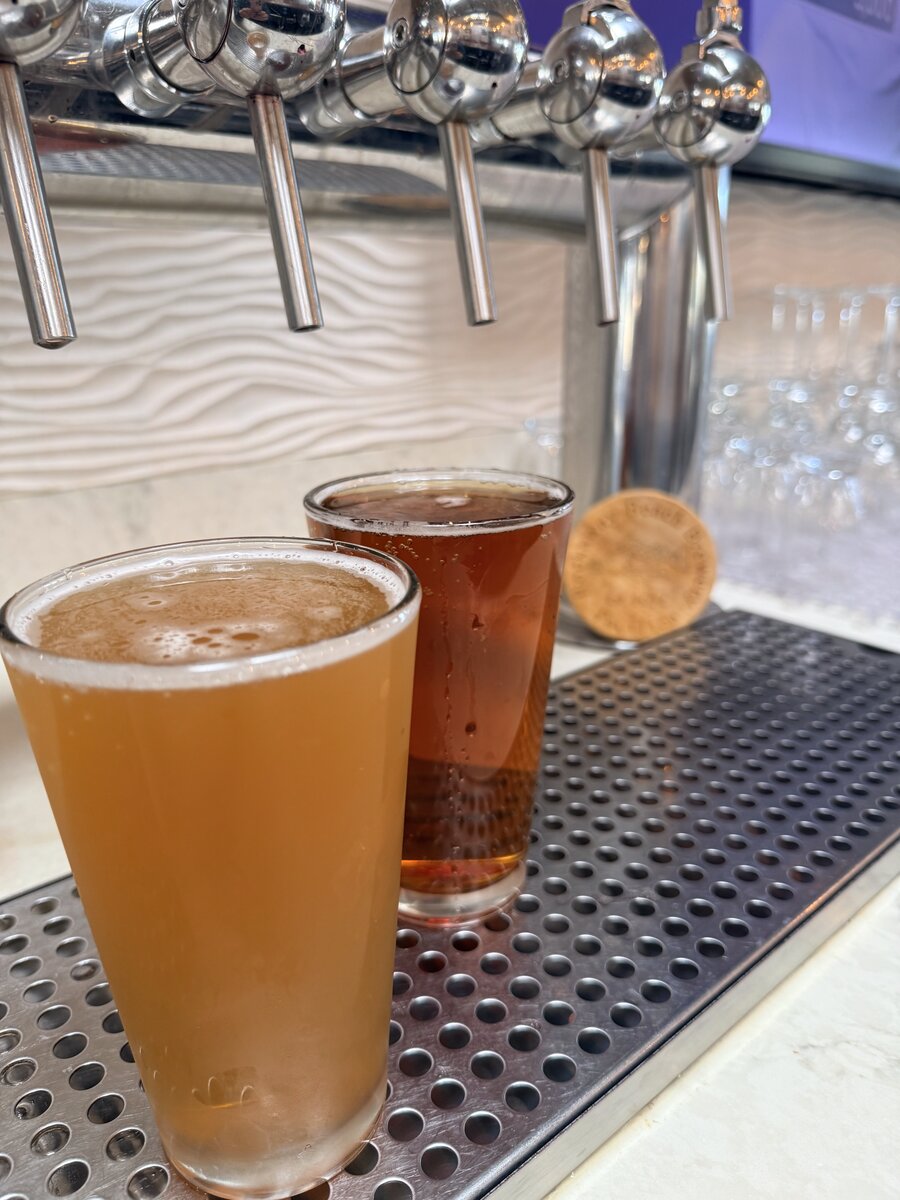 Fresh beer pouring from the taps at Rockaway Beach Brewery