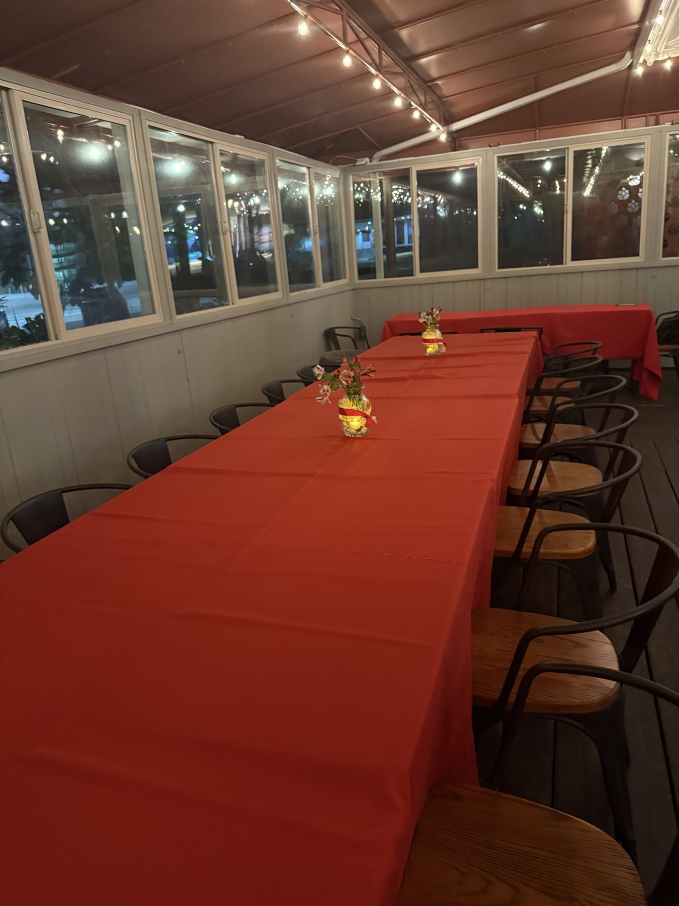 Private dining long-table setup